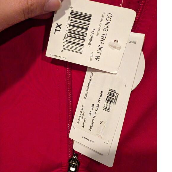Adidas Women's Condivo 16 Triangle Full Zip Track Jacket Red NEW - Picture 3 of 5